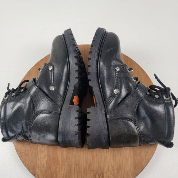Harley Davidson Black Leather Moto Combat Buckle Boots Women's shoe size 6.5 - Picture 10 of 16